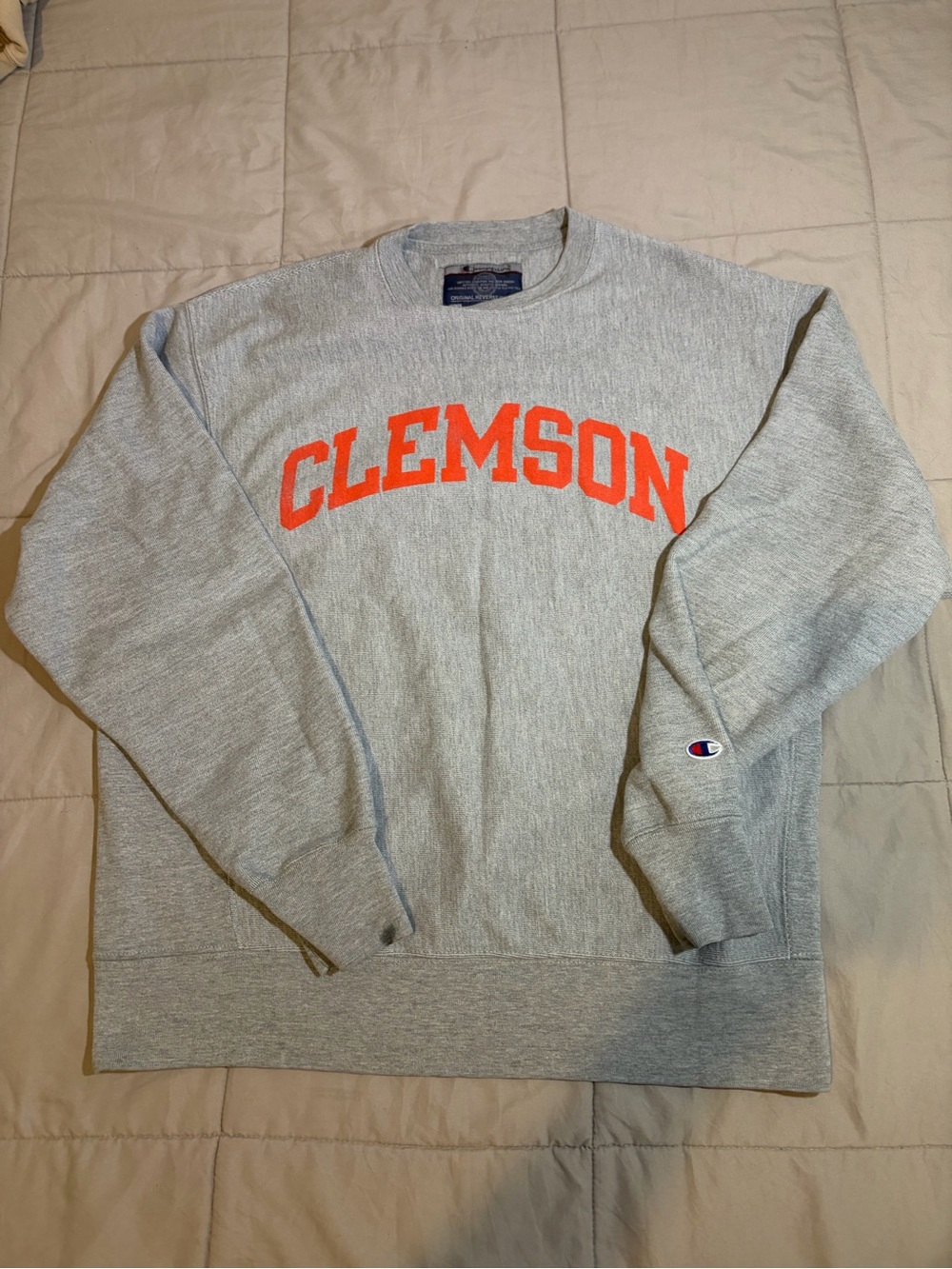 Champion Gray Crewneck Sweatshirt with Orange CLEMSON Logo